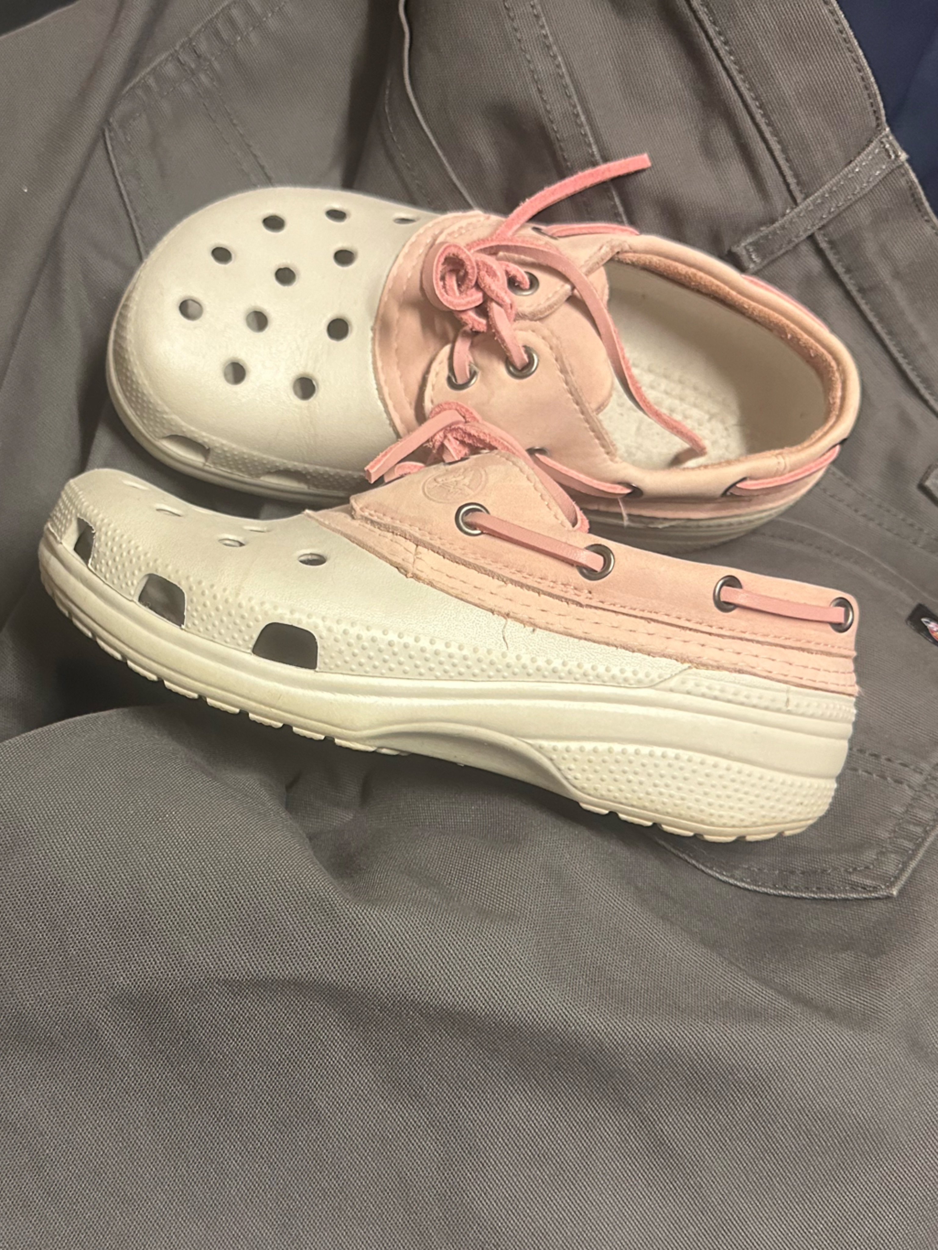 Crocs Islander Boat Shoe (Original Release) Lt Tan(Off White)/ Pink Women's 7